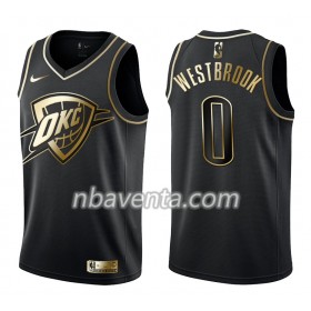 Camiseta Hombre Oklahoma City Thunder Russell Westbrook 0 Nike Negro Golden Edition Swingman